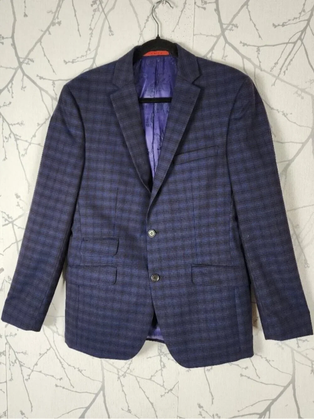 Ted Baker Blue Purple Plaid Wool Joey SPJ Slim Fit Sport Coat Blazer